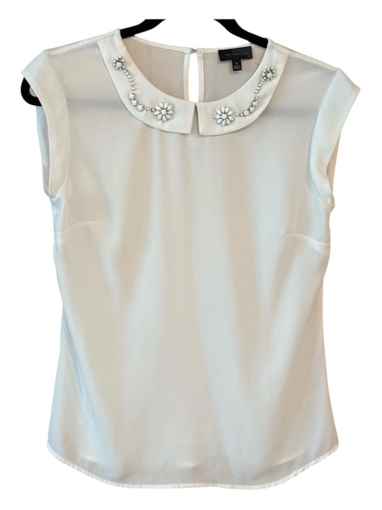 The Limited Tops - THE LIMITED White Cap Sleeve Blouse w/ Embellished Peter Pan Collar - XS